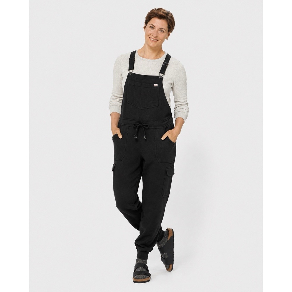 Duluth Trading Co. "Souped Up" Sweatshirt Bib Overalls –Women's Large – Black